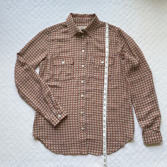 Ann Taylor Loft Long Sleeve Collar Button Up Blouse Geometric Floral Size XXS - Picture 11 of 11